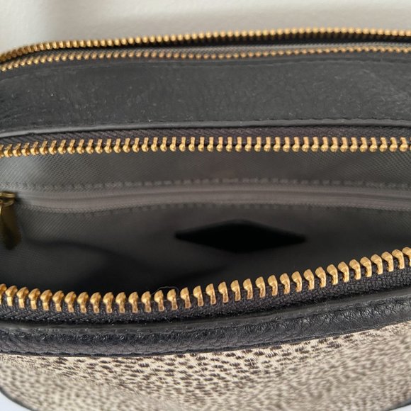 Fossil Black Elle Crossbody Bag Animal Print Cow Hide - Picture 8 of 11